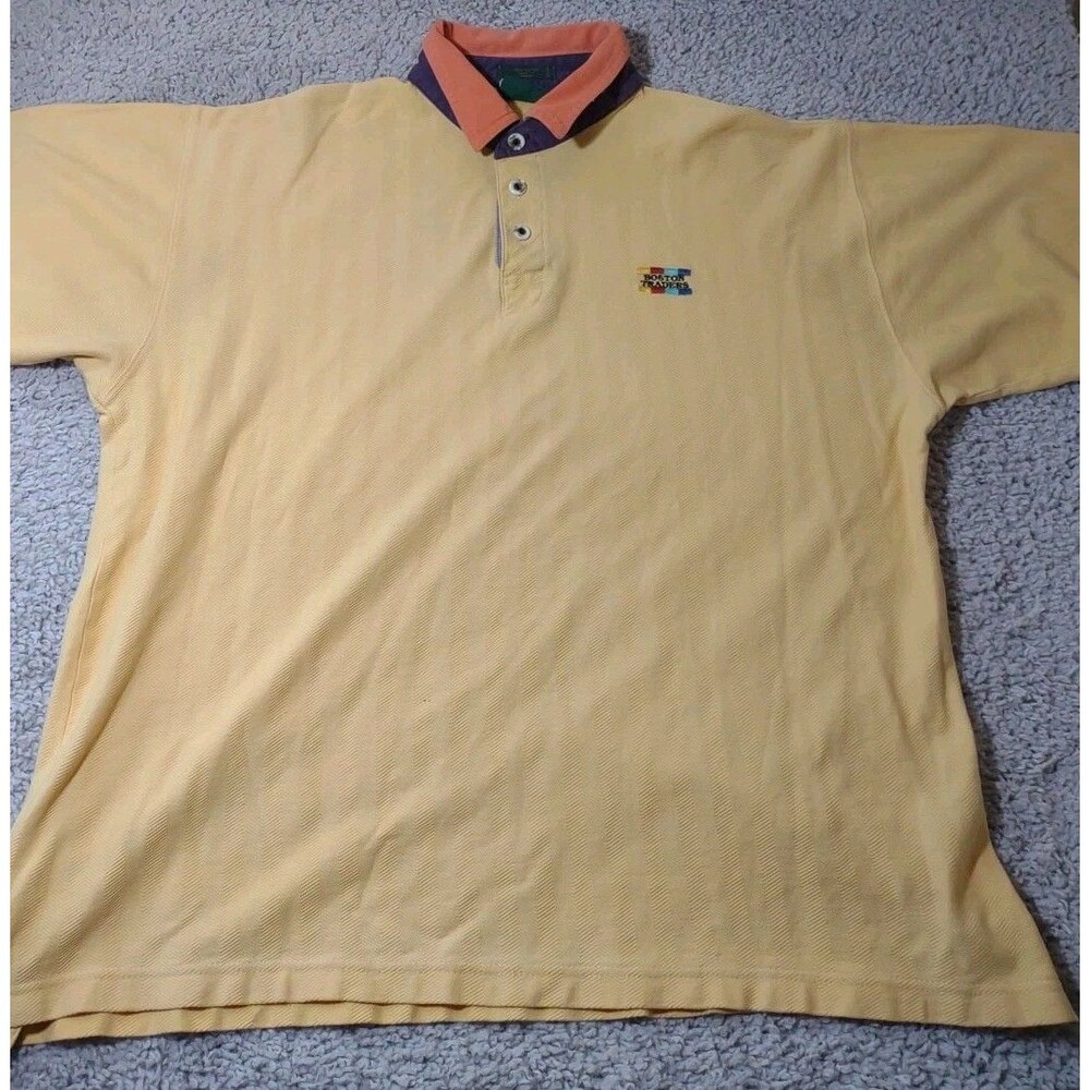Vintage Boston Traders Yellow Polo Rugby Shirt Mens Size XL Embroidered Short Sl